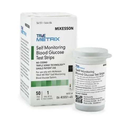 Mckesson True Metrix Blood Glucose Test Strips | Blood Glucose Test Strips (50/Pack) | 06-R3051-45 | 24/Case From Rehab Store