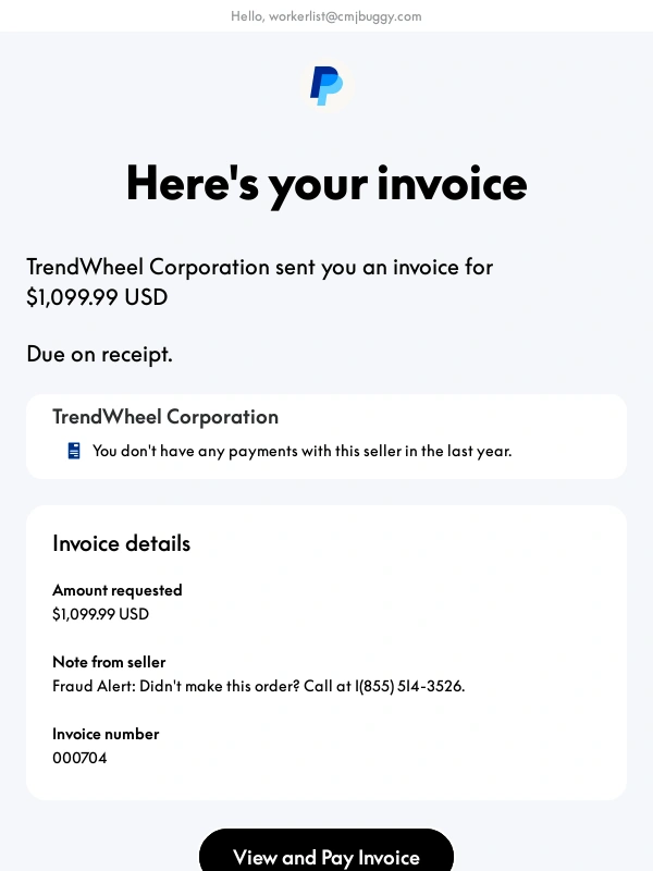 PayPal - Invoice from TrendWheel Corporation (000704)