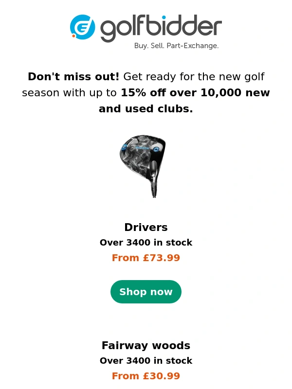 Golfbidder - Last chance to save up to 15% on over 10,000 new and used golf clubs !