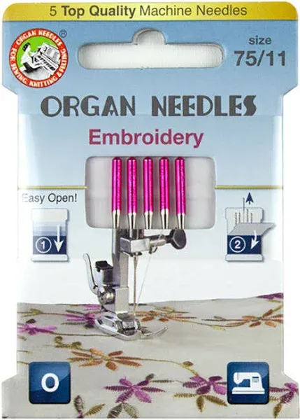 Organ Needles Embroidery Size 75/11 Eco Pack