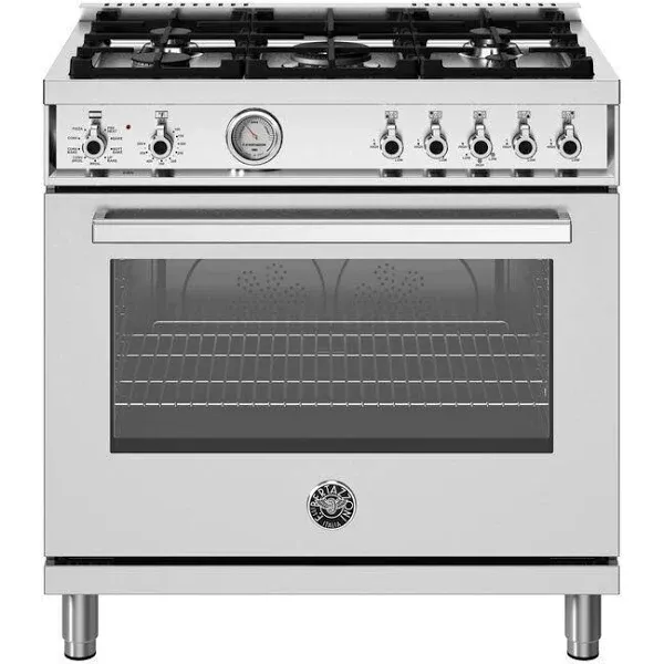 Bertazzoni Professional Series 36" Dual Fuel Range with 5 Burners and Electric Oven