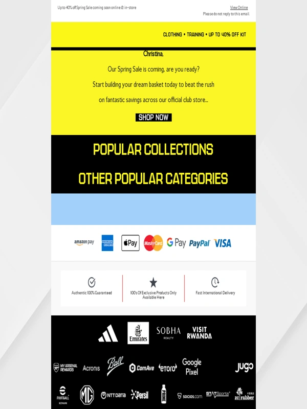 Arsenal Direct - Up to 50% off Spring Sale is coming soon,are you ready?