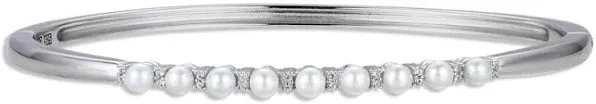 Sterling Silver Cultured Pearl and Sapphire Bangle Bracelet