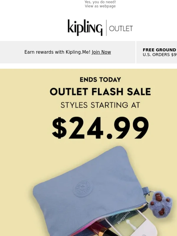 Kipling - Hurry! Last Day of $24.99 Outlet Styles!