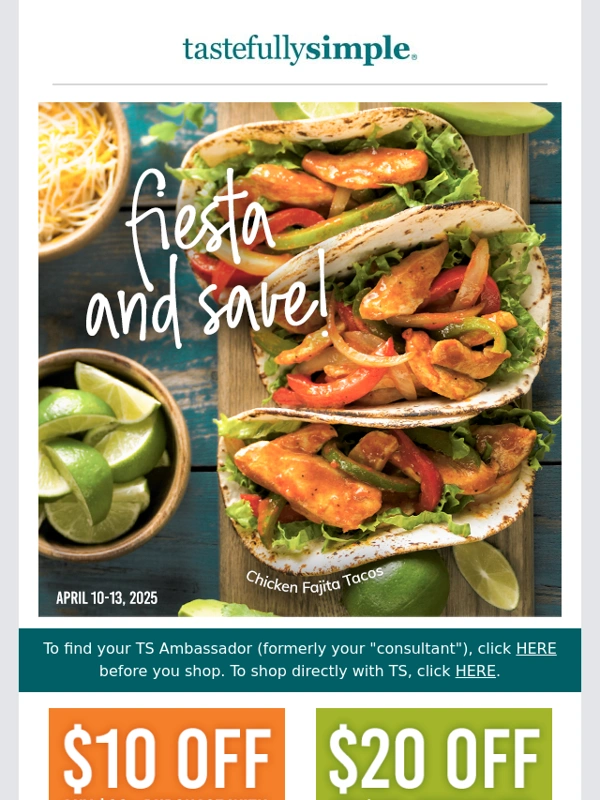Tastefully Simple - It's a fiesta of savings! ? ?