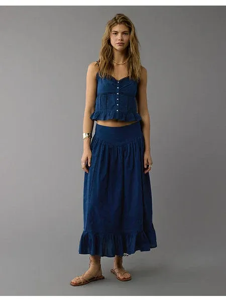 Ae High-Waisted Ruffle Maxi Skirt