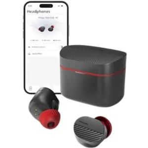 Philips TAA5508 IPX5 Wireless Earbuds with Noise Canceling Pro, 28 H Battery Life,Fast Charging, for Sports, App Control (Black)