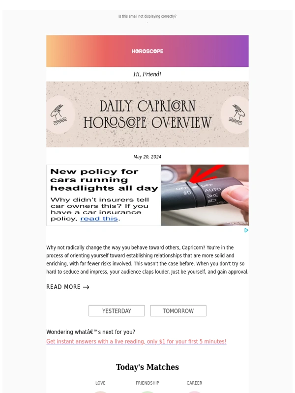 Keen - Your Daily Horoscope Mon May 20