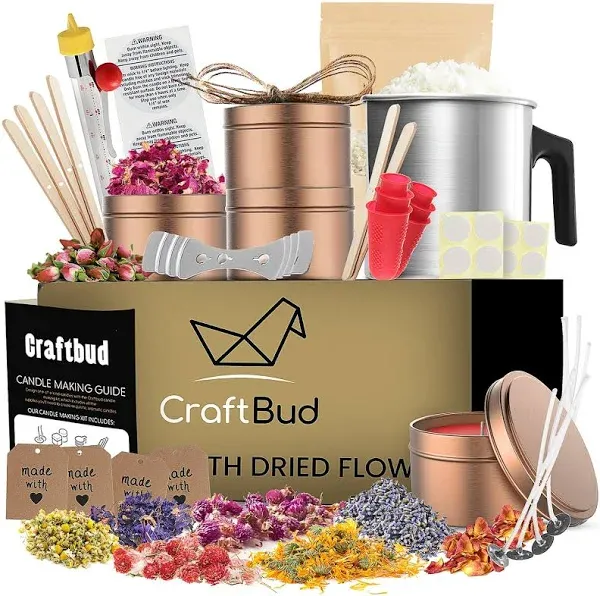 Craftbud 50 Piece Candle Making Kit with Dried Flowers