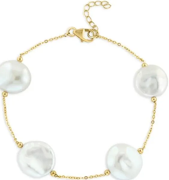 Bloomingdale's Fine Collection 14K Yellow Gold Cultured Freshwater Pearl Link Bracelet