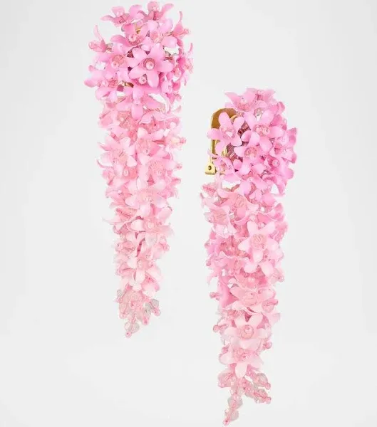 Oscar de la Renta Cascading Flower Clip-On Earrings