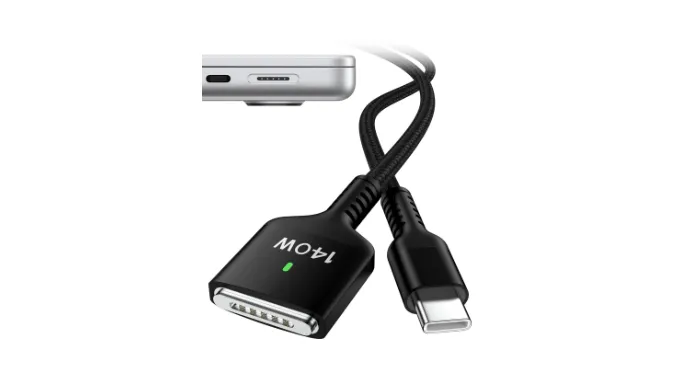 MagSafe 3 Charging Port, 140W USB-C to Mag Safe 3 Cable, 6ft (2m) Fast Charging Cord for MacBook Pro 16/14 Inch, MacBook Air 15/13 in, PD 3.1 High Power Braided Cord Plug in Apple USB-C Power Adapter