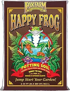 FoxFarm Happy Frog Potting Soil, 2cu ft - for Indoor/Outdoor Container Plants, Improves Root Efficiency, pH Adjusted for Optimal Nutrient Uptake - Contains Mycorrhizae and Humic Acids