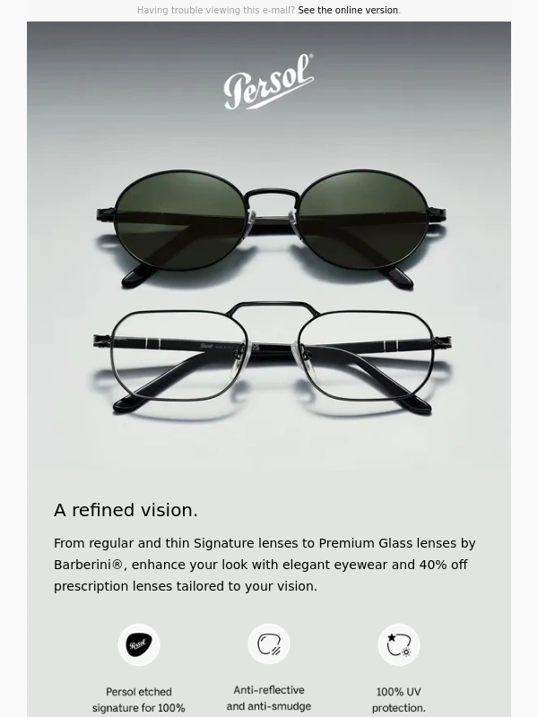 Persol - A limited-time offer on prescription lenses