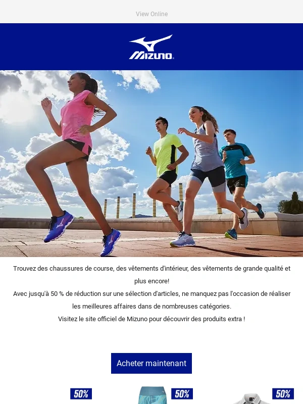 Mizuno - Ne manquez pas nos dernières offres