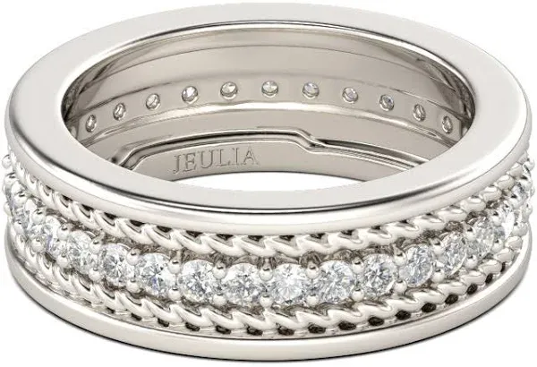 Jeulia Men's Sterling Silver Moissanite Rope Band