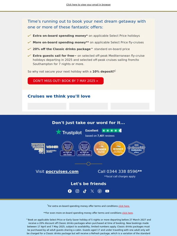 P&O Cruises - This is only available for a limited time! We like a deal