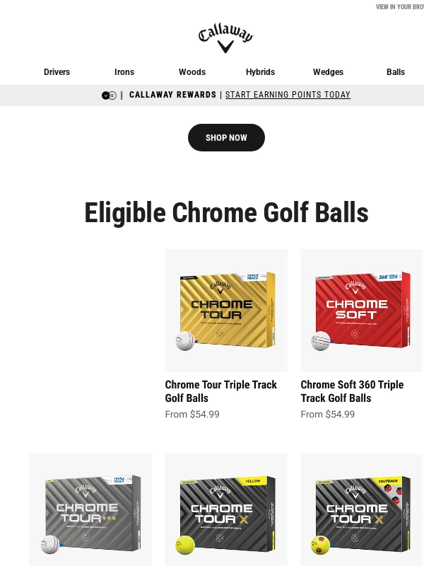 Callaway Golf - Shop Performance Rewarded | Get 2 Dozen Chrome Balls For $95