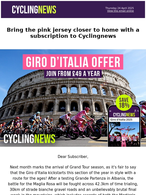 Cycling Weekly - Live 'la dolce vita' with Cyclingnews' Giro d'Italia coverage
