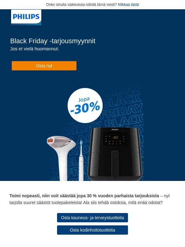 Philips - ? JOPA 30 % alennusta koko tilauksestasi