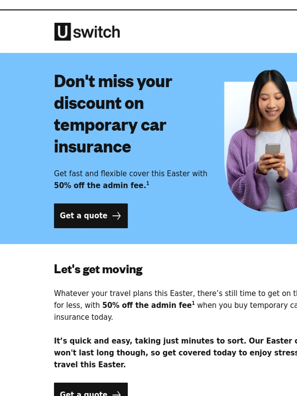 uSwitch - Get fast,flexible car cover this Easter