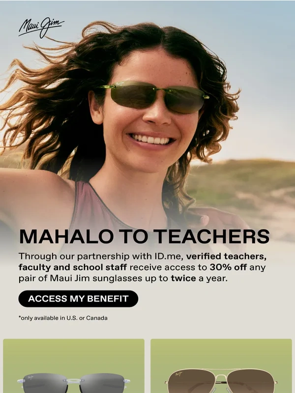 Maui Jim - 30% Off For Teachers,Faculty and School Staff