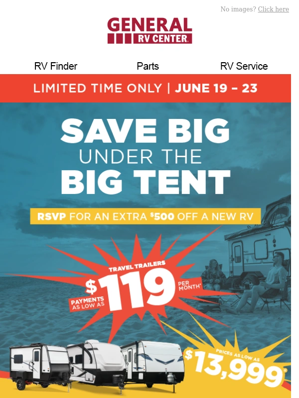 General RV center - New RVs as low as $119/month