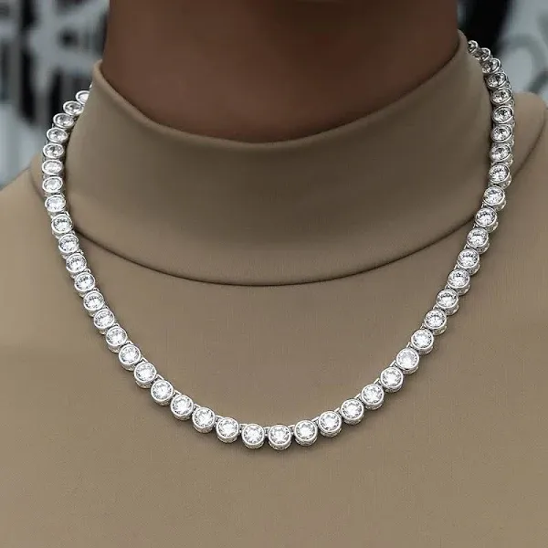 GLD 14K White Gold Tennis Necklace