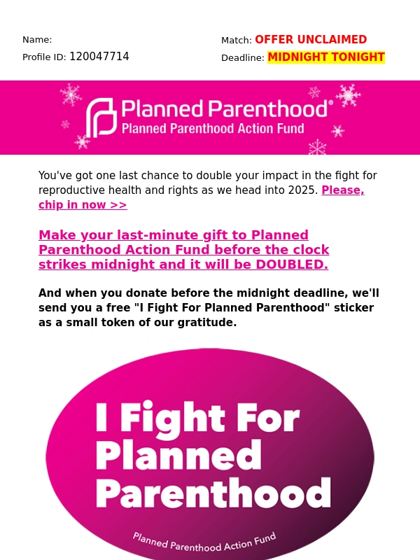 Planned Parenthood - Before midnight: