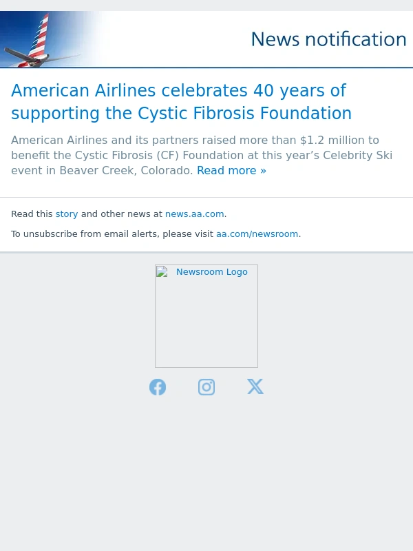 American Airlines - American Airlines celebrates 40 years of supporting the Cystic Fibrosis Foundation