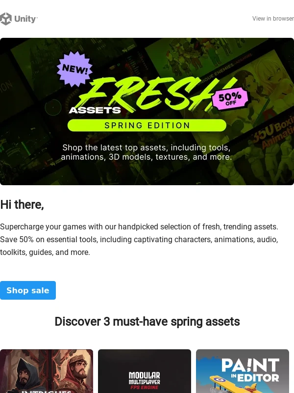 Unity Asset Store - Get ready to save big on fresh trending assets! ?