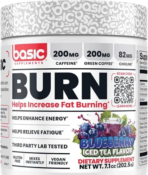 Basic Supplements Burn Blueberry Iced Tea