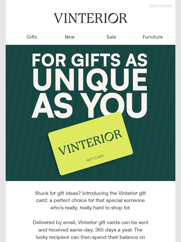 Vinterior - NEW: Vinterior gift cards
