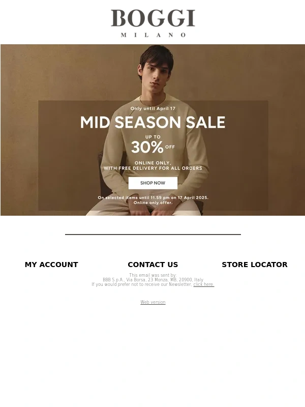 Boggi - Mid Season Sale: the promotion goes on