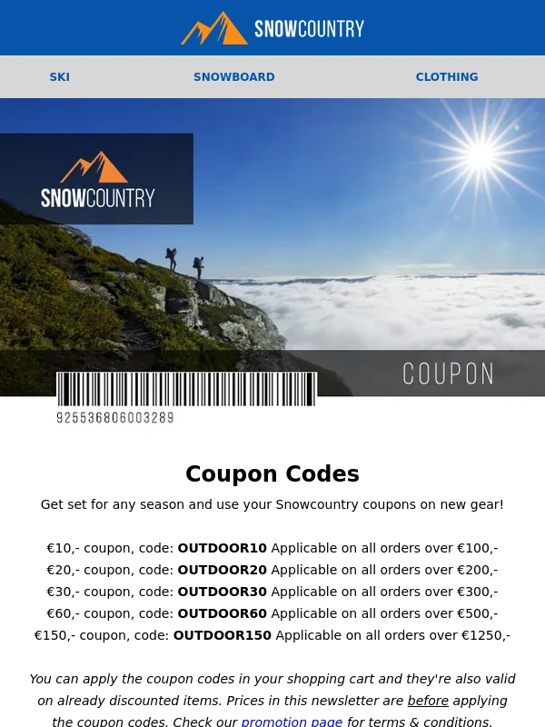 Snowcountry - ? New Coupon Codes Inside | Save Up to 150 euro