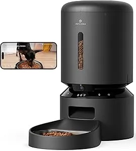 PETLIBRO Automatic Cat Feeder, Automatic Dog Food Dispenser with Freshness Preservation, Timed Pet Feeders for Dry Food, Up to 50 Portions 6 Meals Per Day, Granary Black