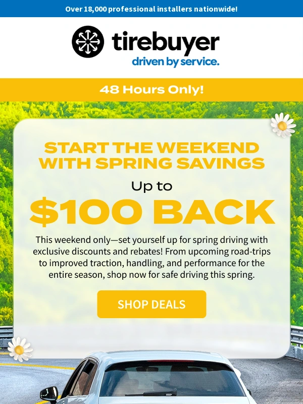 TireBuyer - ? This Weekend Only— Up to $100 Back on Tires