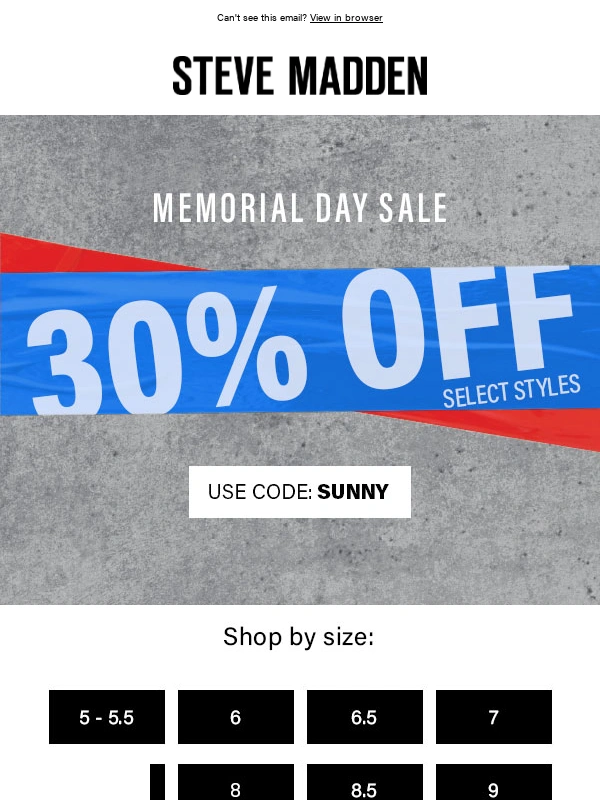 Steve Madden - Your Size. Your Style. Your 30% Off