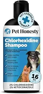 Chlorhexidine Shampoo - Ketoconazole & Aloe for Dogs & Cats - Helps Itching, Hot Spots, Ringworm, Pyoderma & Allergies, Sensitive Skin, Deodorizing Dog Shampoo, Dog Grooming Supplies - 16oz