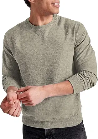 Hanes Mens Crewneck Sweatshirt, Tri-Blend French Terry, Camouflage Green Pe Heather, Large
