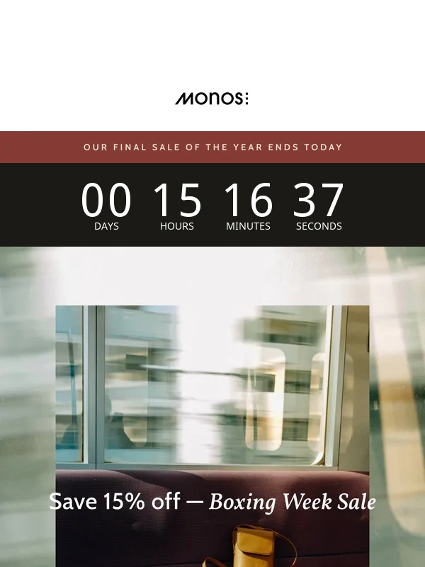Monos - ENDS TONIGHT – 15% off sitewide