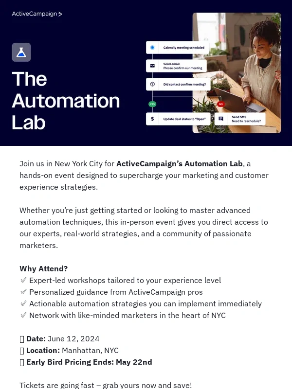 ActiveCampaign - Don’t Miss Out: Automation Lab NYC + Early Bird Pricing