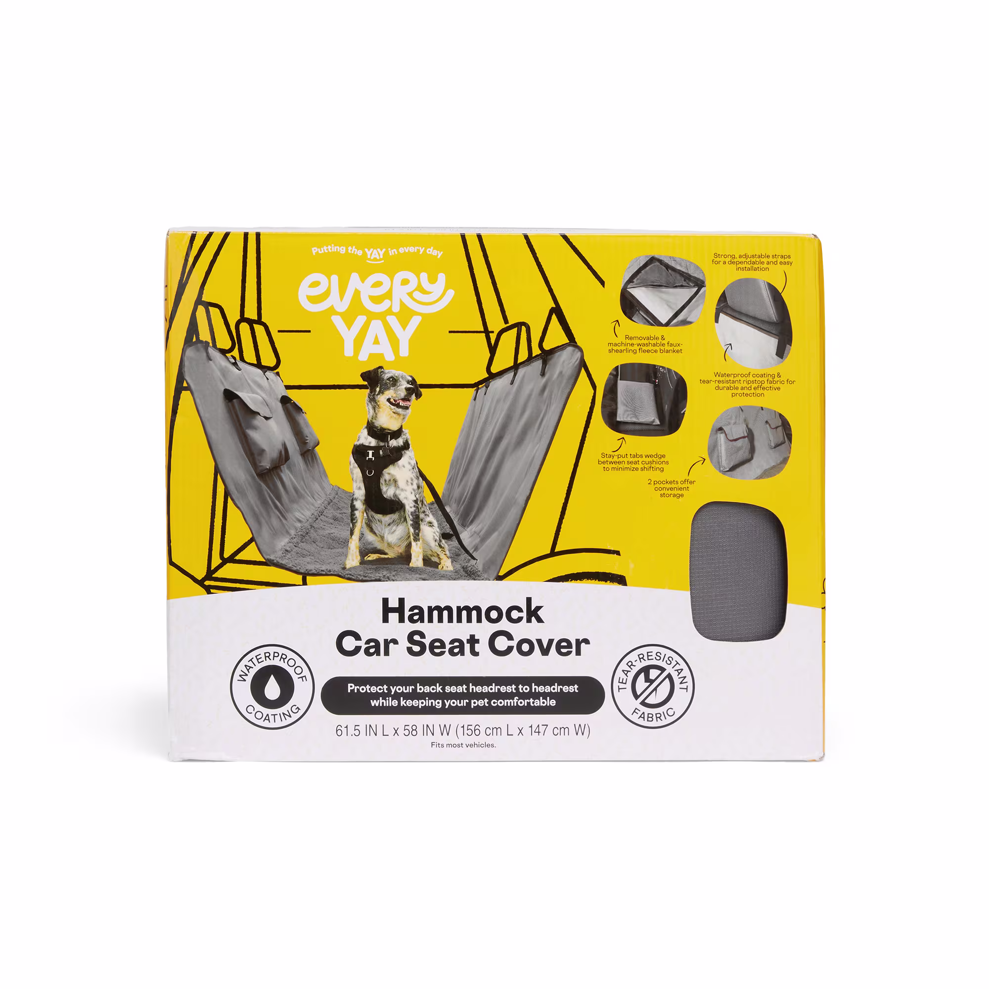 EveryYay Road Trippin' Grey Car Hammock, Large, Grey