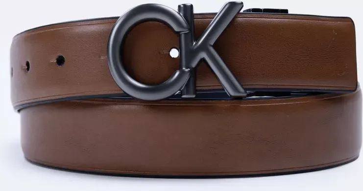 Calvin Klein Men's CK Logo Plaque Reversible Dress Belt - Multi - M