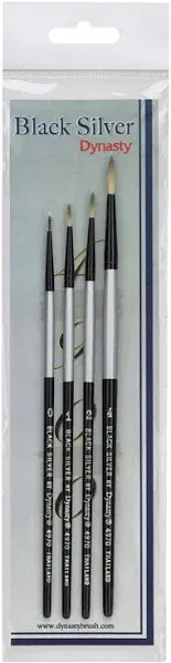 F & M Brush Company Black Silver Short Handle Brush Set