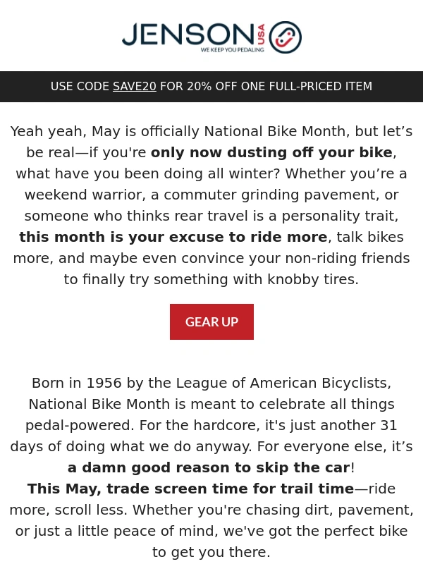JensonUSA - May is National Bike Month! Get out & ride