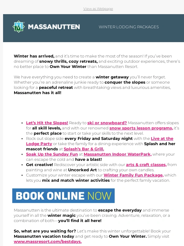 Massanutten - Own Your Winter with a Vacation to Massanutten!