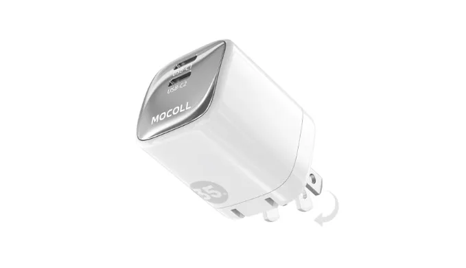 35W USB C Charger Block, 2-Ports GaN Small Adapter with Foldable Plug Wall Charger, MOCOLL Type C Super Fast Charging for iPhone 15 Pro Max/14/13, Galaxy S24 Ultra/S23 Ultra Charger (White)