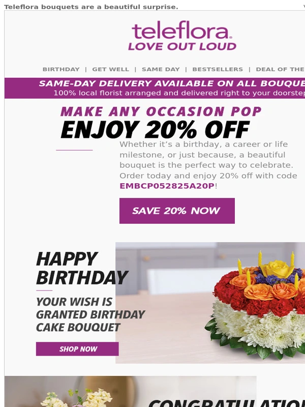 Teleflora - Brighten Every Occasion ??? 20% Off For You