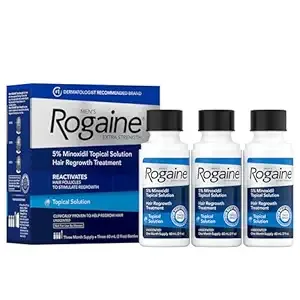 Men's Rogaine - Extra Strength 5% Minoxidil Topical Solution, 3 Month Supply, 3 Bottles